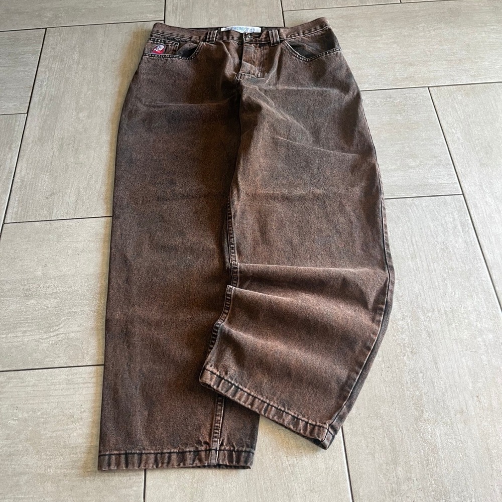 Polar Skate Co Big Boy Jeans Washed Brown Black Baggy Fit 35 x 29
